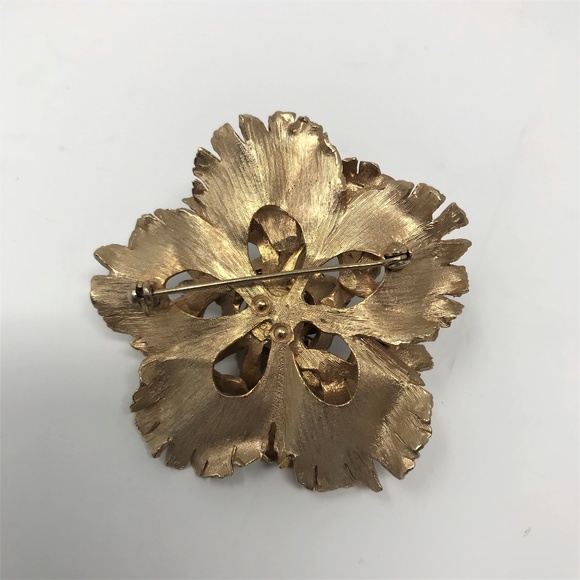 (SOLD)Gold & Frosted Silver Purple Trembler Brooch - Picture 6 of 6